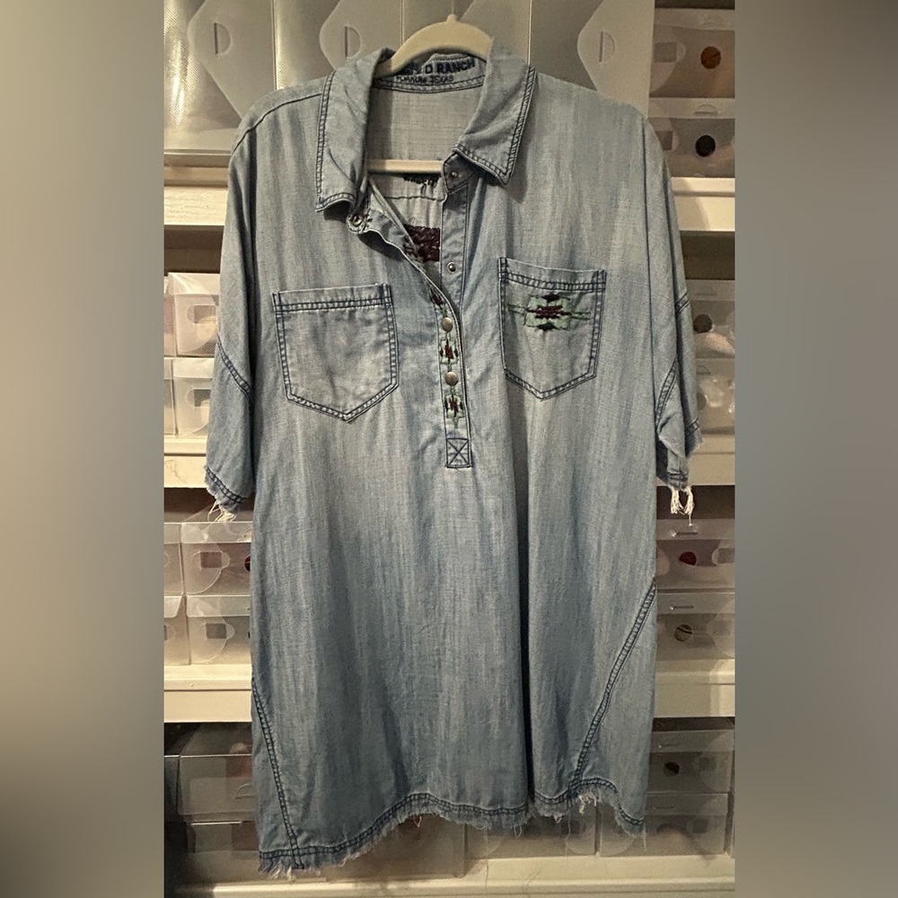 Double D Ranch Light Blue Denim Shirt/Tunic/Mini Dress